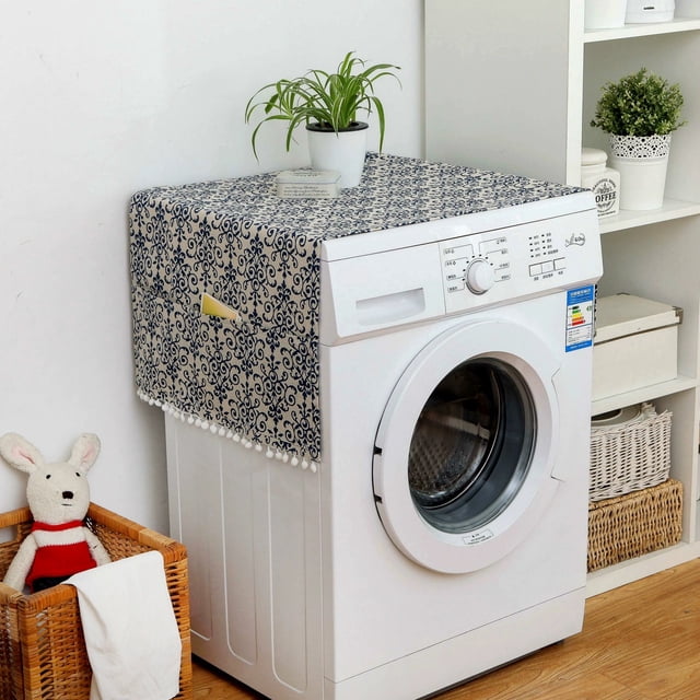 Lavadora de una sola puerta 55-130 Shoufang cubierta pastoral geométrica cubierta del refrigerador gris tambor de una sola puerta lavadora toalla refrigerador cubierta contra el polvo doble apertura