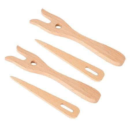 

2 Sets Knitting Fork Wooden Cord Making Hand Cut Lucet Fork Ancient Cording Tool Handmade Braider with Eye Needle for Kids Practice Crocheters