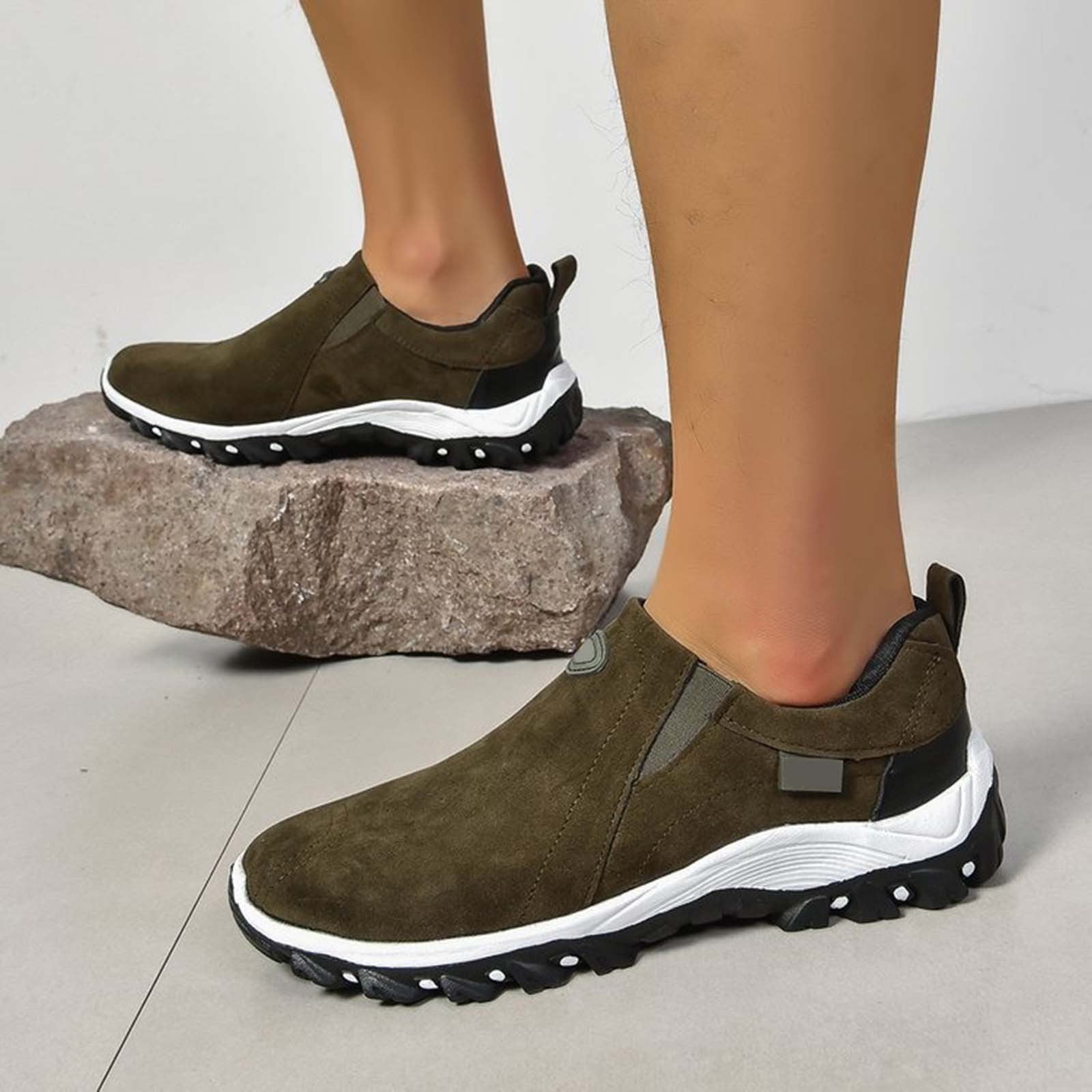 YLYL Men's Suede Orthopedic Sneakers Slip on Breathable Casual Non Slip Driving Walking Hiking Shoes