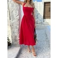 thumbnail image 5 of Women Summer Sleeveless Halter Maxi Dress Sundress 2025 Casual Flowy Wedding Guest Cocktail Beach Vacation Dresses Red S, 5 of 8
