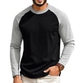 thumbnail image 2 of UDAUDU Mens Shirts Crew Neck Raglan Color Block Casual Soft Long Sleeve Tee Daily Wear Work Blouses XL, 2 of 5