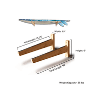 Vagabond Racks Bamboo Surfboard Wall Rack – Horizontal Wall Mount Shelf for Surfboards – Indoor Display Storage, Easy Install, Holds Up to 35 lbs
