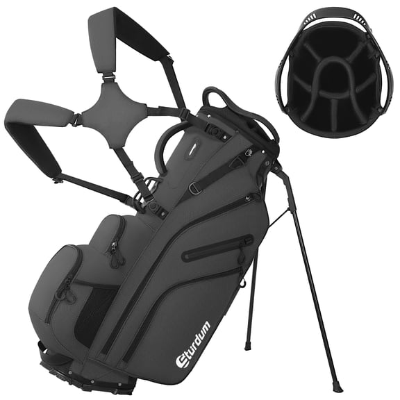 Sturdum 8-Way Lightweight Golf Stand Bag, 5.5 lb Golf Bag with Selfie Phone Pocket & MOLLE System, Full-Length Dividers & Stable Base