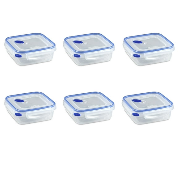 Sterilite Ultra•Seal™ 4.0 Cup Square, Latching Food Storage Container, Airtight Watertight Seal, Blue, 6 Count