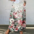 thumbnail image 2 of Mrat Casual Skirt Women's Casual Retro Floral Skirts Linen Elastic Waist Pleated Maxi Skirt with Pockets Plus Size Skirts S-208 Multicolor S, 2 of 5