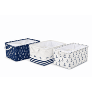 Closet Storage Bins Fabric Storage Bins with Drawstring Closure and 2 Bold Handles, 17.5x12x9", 3-Pack