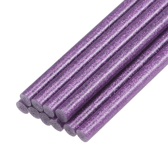 Unique Bargains Glitter Mini Hot Melt Glue Stick  0.27" x 4" Purple 10 Pack