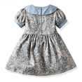 thumbnail image 4 of Baby Boy Girl Summer Outfits Floral Print Peter Pan Collar Girl Dress Kids Short Sleeve Floral Dress Matching Boy Plaid Suspender Outfit Sets, 4 of 8