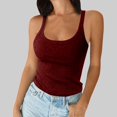 thumbnail image 2 of Women's Scoop Neck Ribbed Sleeveless Tank Top, Stretchy Casual Shirt for Workout or Everyday Summer Wear,Dark Purple S, 2 of 5