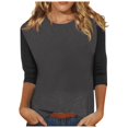 thumbnail image 2 of Basic T Shirts for Women Women's Fashion Casual Loose Regular 3/4 Sleeve Colored Round Neck Top, 2 of 5