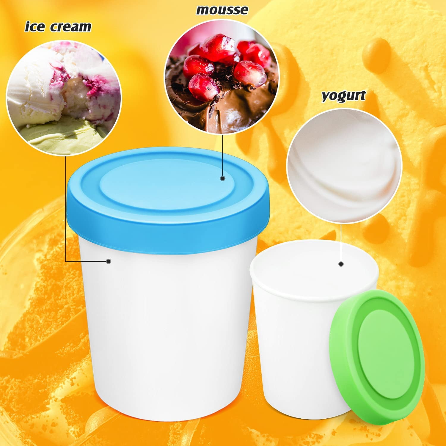 Patelai 6 Pieces Mini Reusable Ice Cream Container Home Ice Cream Freezer  Storage for Cream Mousse Yogurt Ice Cream