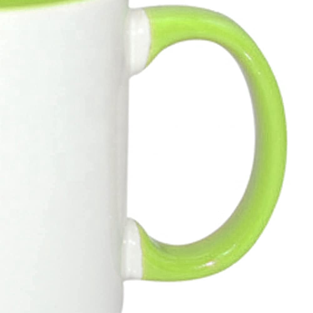 MR.R 11oz Set of 6 Sublimation Blanks Dishwasher Ceramic Coffee Mugs with Green Color Mug Inner and Handle Drinking Cup Mug For Milk Tea Cola Water