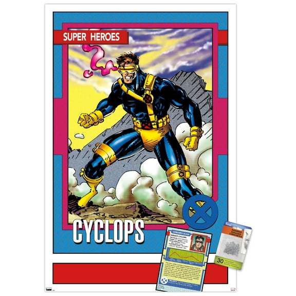Marvel Trading Cards - Cyclops Wall Poster with Pushpins, 22.375" x 34"
