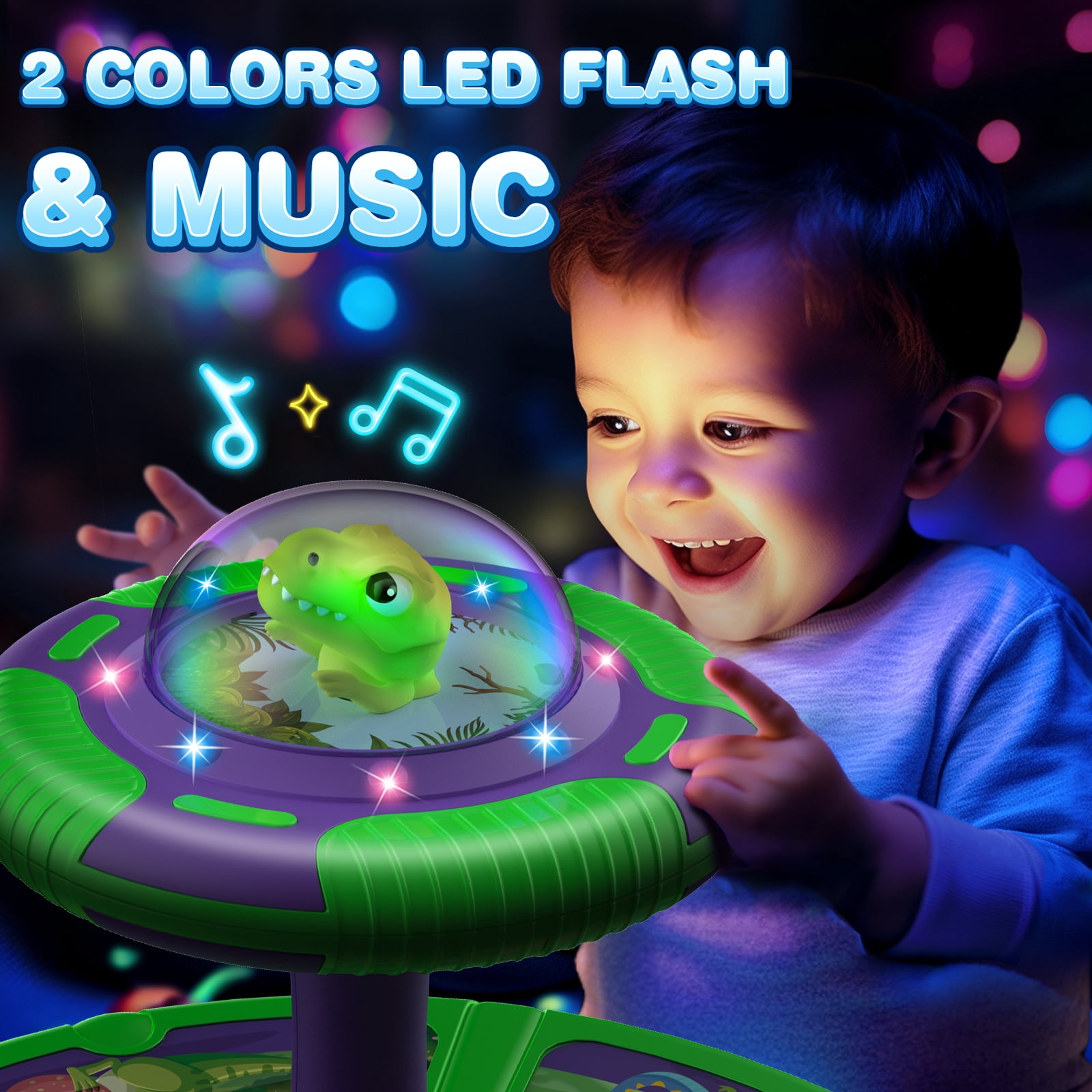 Carsky Dinosaur LED Sit and Spin Toys for Toddlers Age 1-3, Chrismas Birthday Gift for Boys Girls 1 2 3 4 Years Old