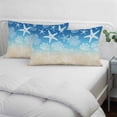 thumbnail image 3 of Blue Beige Ombre Coastal Pillow Covers, Linen Long Throw Pillow Case, Nautical Beach Starfish Coral Summer Holiday Pillow Protector Decorative Cushion Cover for Living Room/Bedroom 24" x 36", 3 of 8