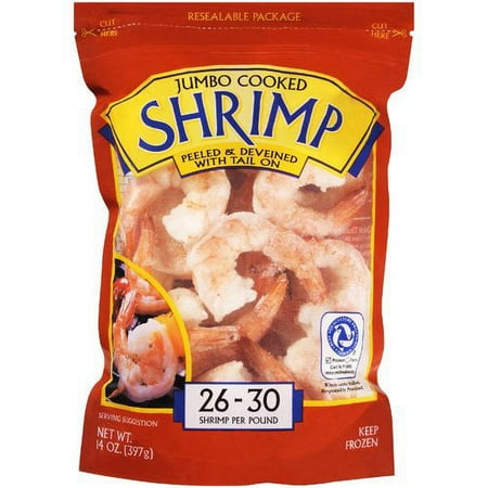 Nobrand Frozen 26/30 Cooked Tail On Shrimp Bag