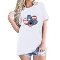 thumbnail image 3 of Tops Cortos para Mujeres Bandera de Moda Impresa Cuello Redondo, Camiseta de Manga 3/4 para Uso Diario, Casero Y Cómodo, 3 of 4