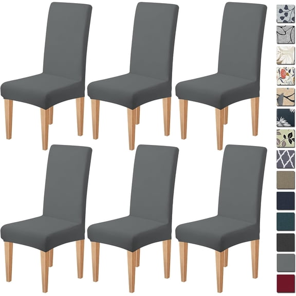 High Stretch Chair Covers for Dining Chairs, Removable Washable Dining Chair Covers Set of 6, Soft Seat Covers Chairs Protectors for Home Kitchen Party Hotel Restaurant Banquet, Grey
