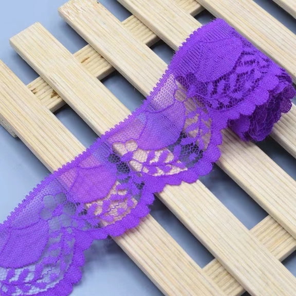 XmhyTop-A 10 Yards Lace Ribbon Roll 4cm Wide Craft Lace Trim for Wedding Bouquets, Gift Packaging, Sewing DIY Projects,Dark Purple