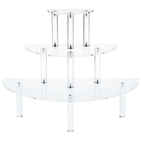 Plymor Clear Acrylic Three-Tiered Half-Round Display Shelves, 14" H x 18" W x 9" D