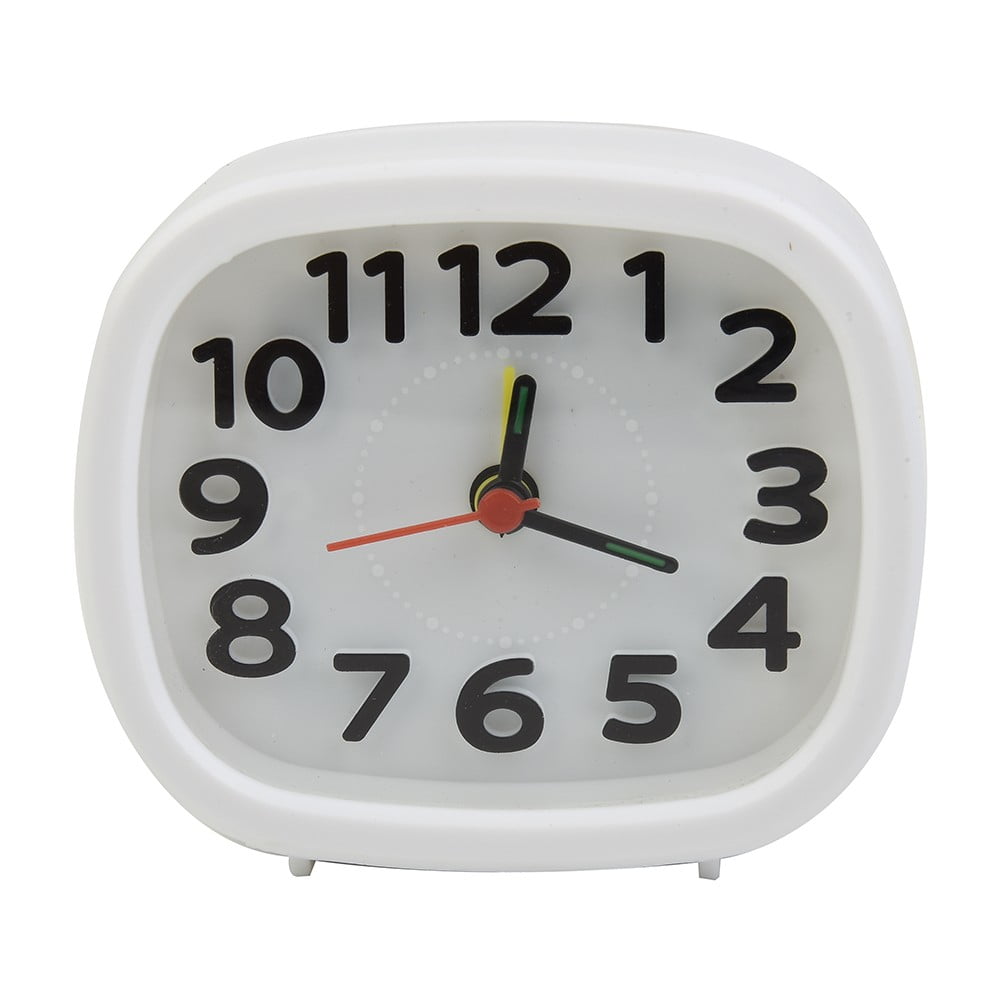 Battery Operated Quartz Alarm Clock Night Light No Tick Silent Bedside