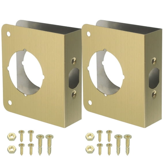 Uxcell Door Reinforcement Plate for 1-3/8" Thick Door and 4-1/2" Size Knob Lock 1-3/8"; 4-1/2" Gold