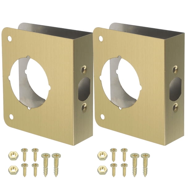 Placa de refuerzo para puerta Uxcell para puerta de 1-3/8" de grosor y cerradura de pomo de tamaño 4-1/2" 1-3/8"; 4-1/2" dorado