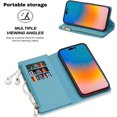thumbnail image 4 of for iPhone 14 Pro Max Wallet Case with Strap, Premium PU Leather Flip Cover with Card Holder and Kickstand Bracelet Glitter Shockproof TPU Flip Cover Phone Cases for Girls Women, 4 of 16