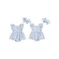 thumbnail image 2 of Caoirhny Newborn Girl Outfit, Flower Print Fly Sleeve Romper Dress with Hairband Summer Clothes, 2 of 9