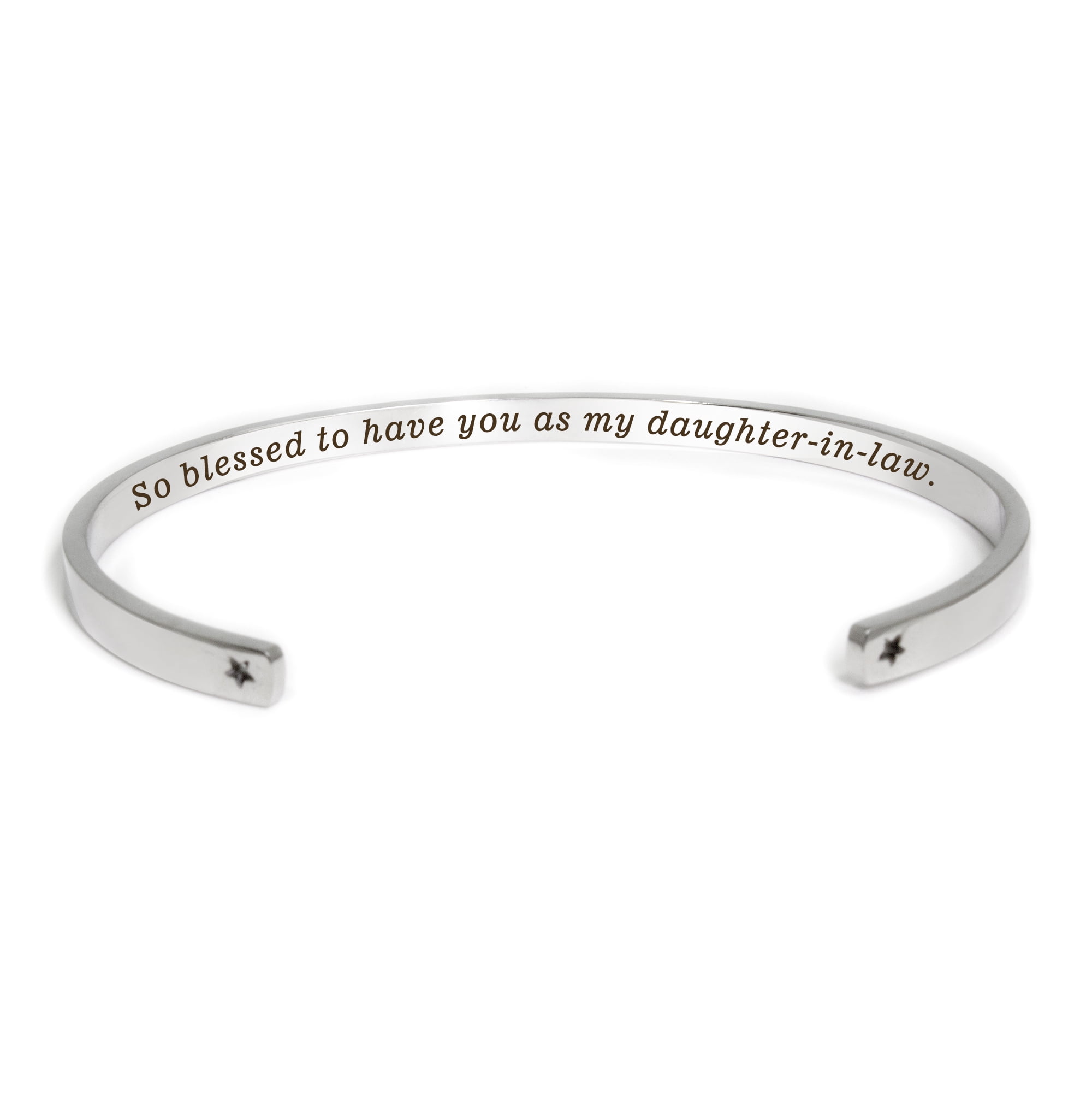 "So blessed to have you as my daughter-in-law" Adjustable Silver Stainless Steel Cuff Bangle Mother's Day Gift Set