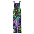 thumbnail image 4 of DDAPJ pyju Mardi Gras Jumpsuits for Women 2024 Carnival Themed Sequin Mask Print One Piece Rompers Casual Loose Spaghetti Straps Jumpsuit Parade Party Overalls with Pockets on Sale Green L, 4 of 4