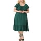 thumbnail image 1 of Vestido Plus Size Agnes Orinda para Mujeres con Mangas Cortas, Escote Corazón, Volantes, Lazo, Maxi Largo 3X Verde Oscuro, 1 of 6