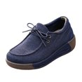 thumbnail image 3 of IEMIEMIEM Women’s Canvas Loafers Breathable Lace-Up Platform Casual Soft Comfort Walking Shoes Lightweight Non Slip Wedge Sneakers for Daily Outdoor Travel Work All Day Standing Wear Blue 8 Wide, 3 of 4