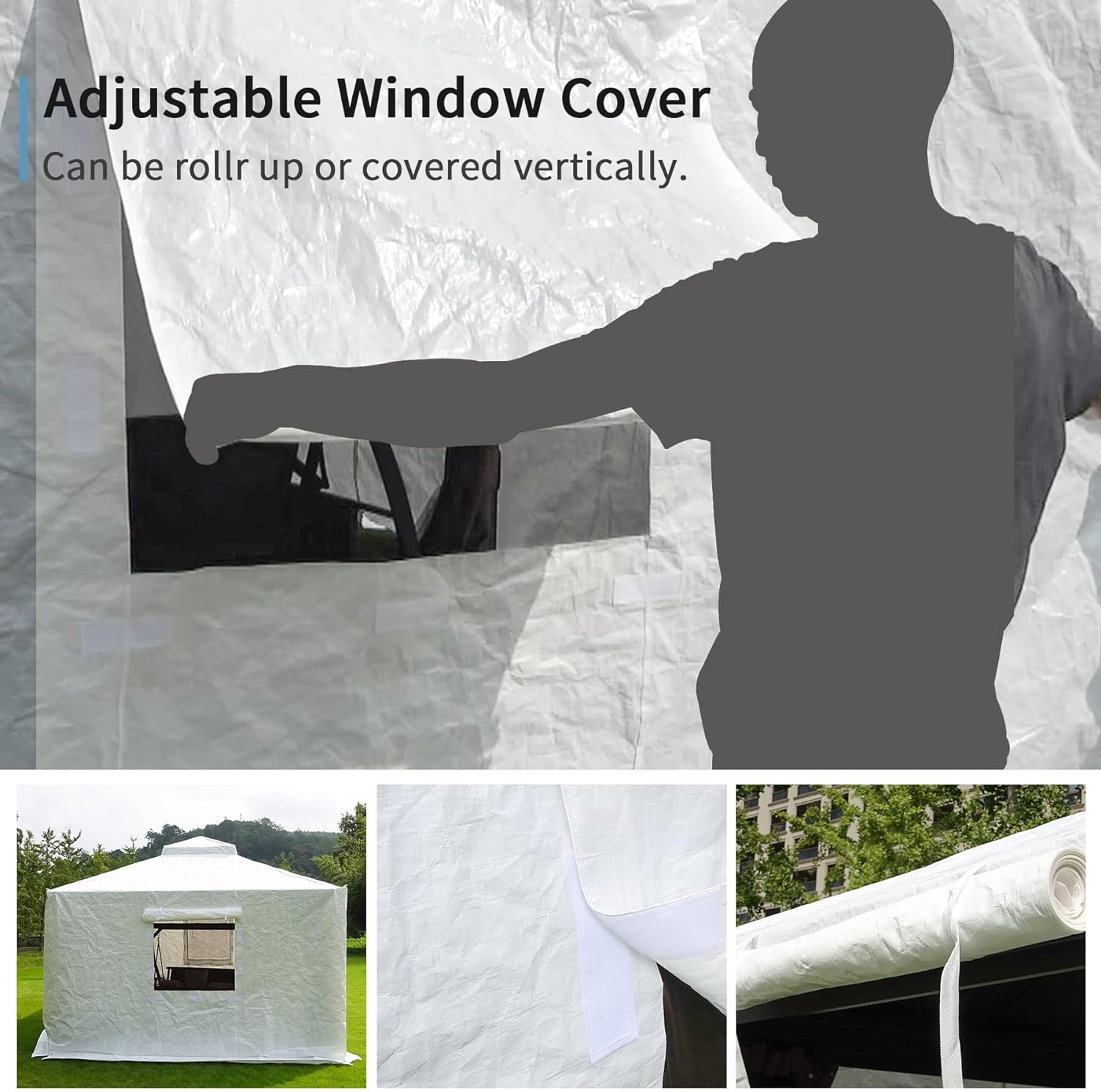 Domi Outdoor Living 10'x12' Winter Gazebo Cover With Sidewalls & Mesh Windows – White