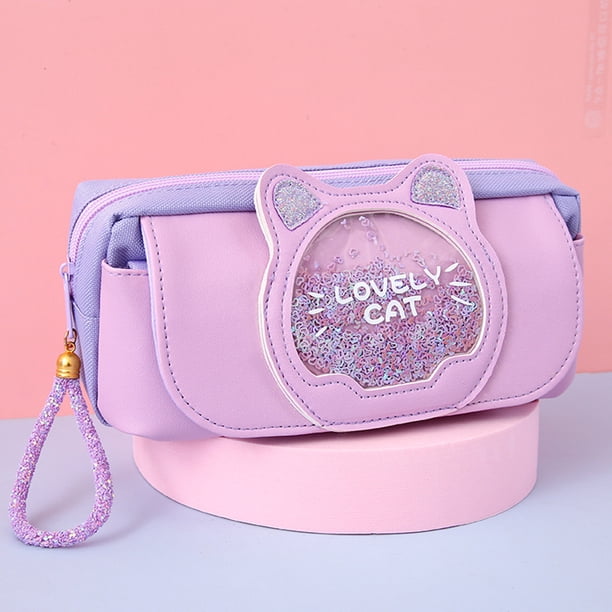 Bolsa Estuche para lápices Quicksand Kawaii Cat Girl School Stationery Pen Bag (Púrpura) Tmvgtek Para estrenar