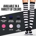 thumbnail image 6 of Love Classic Women's Black and White Striped Thigh High Socks Soft Leg Warmers, 6 of 8