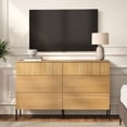 thumbnail image 4 of Wampat 6 Drawers Dresser for Bedroom, Wood Chest of Drawers with Fluted Panel, Modern Storage Cabinet Dresser Organizer for Living Room, Entryway, Oak, 4 of 9