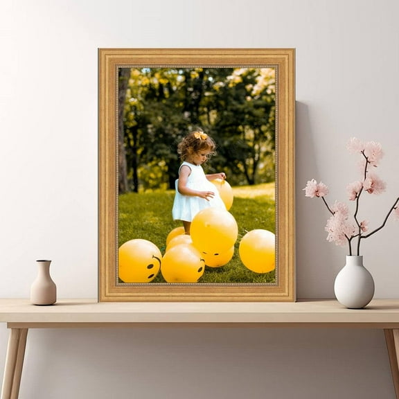 Traditional Ornate Scoop Gold Picture Frame with inner Beading