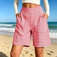 thumbnail image 2 of Hurxie Womens Gingham Lounge Shorts High Waisted Summer Pajama Beach Casual Loose Fit Summer Shorts with Pockets Red,L, 2 of 6