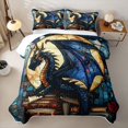 thumbnail image 2 of Feelyou Moon Night Dragon Twin Quilt Set for Men Boys, Book Rose Animal Twin Coverlet Set, Black Blue, 2-Piece, 2 of 7