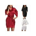 thumbnail image 2 of Lace Satin Bathrobe for Women Short Kimono Robe Sleepwear Loungewear for Hotel, 2 of 6