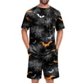 thumbnail image 2 of Dwelliawo Mens Pajama Shorts Set Halloween Print Lightweight Summer Pjs Sleepwear for Men 2 Piece Gray L, 2 of 6