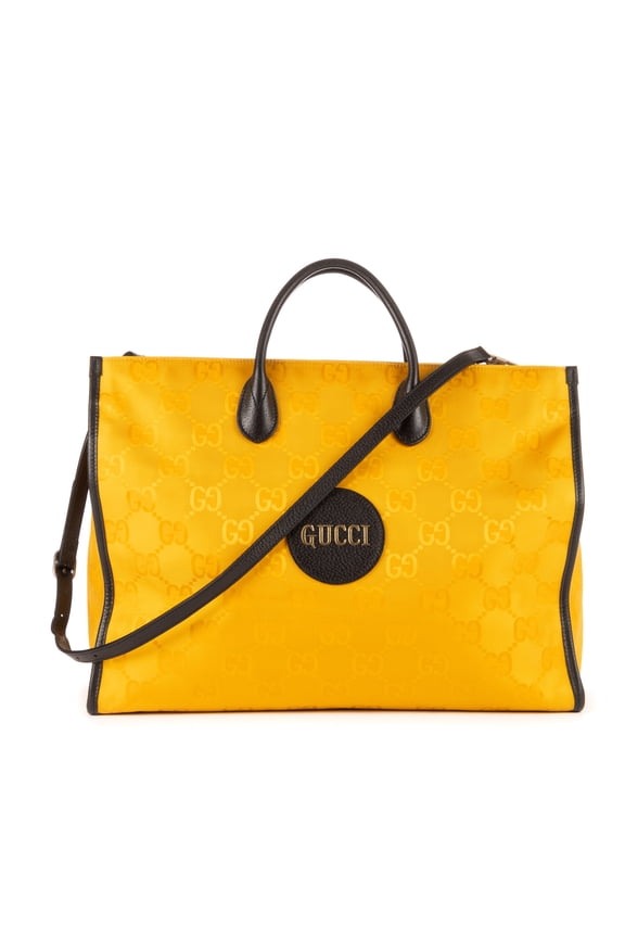 Pre-Owned Gucci Yellow The Grid Tote Handbag Giant supreme nylon
