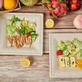 thumbnail image 2 of Disposable Plate Square Paper Plate 60 pieces 20.3cmx20.3cm Durable Disposable Tableware Natural Sugarcane Bagasse Biodegradable and Compostable Plate For Parties, Barbecues, Birthdays, 2 of 5