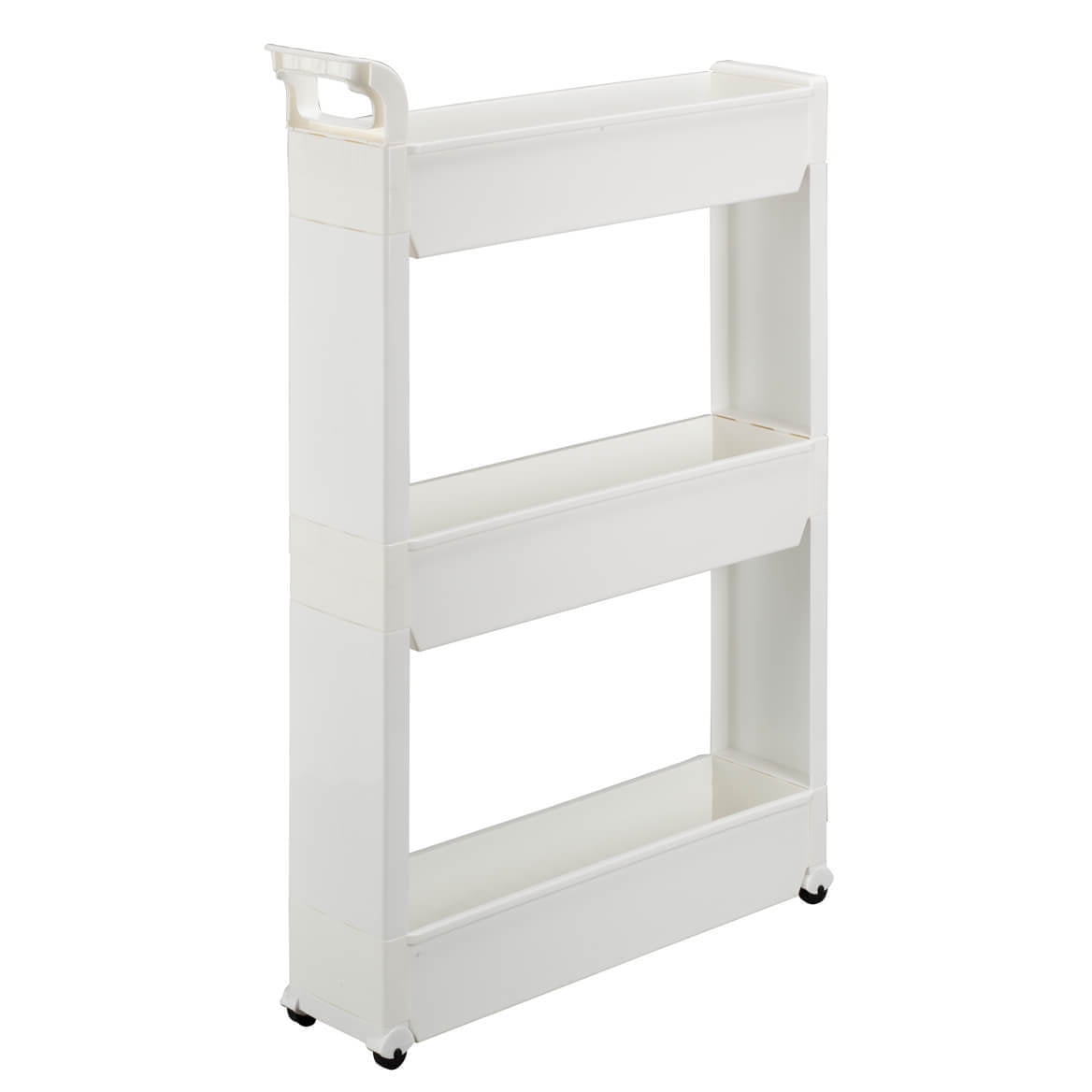 Slim Storage Cart with 3 Baskets/Shelves and Rolling Casters for Kitchen,  Laundry, and Small Space Storage