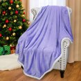 thumbnail image 2 of Catalonia Sherpa Fleece Blanket for Bed, Super Soft Plush Sofa Couch Throw Blanket, TV Bed Blanket, Comfy Cozy Fluffy Warm Comforter, Purple, 60'' x 80'', 2 of 7