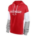thumbnail image 2 of Women's Fanatics Red Wisconsin Badgers Play It Safe Colorblock Pullover Hoodie, 2 of 3