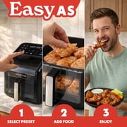Gourmia Panorama 7-QT Digital Air Fryer with Panoramic View, Holographic Display, 12 Presets, Black