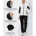 thumbnail image 3 of Women's 2Pc Full Zip Tracksuit, 4 Way Stretch Breathable with Reflective & Zipper Pockets for Gym White 3XL, 3 of 7