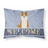 Border Collie Red White Welcome Fabric Standard Pillowcase-30 x 20.5-
